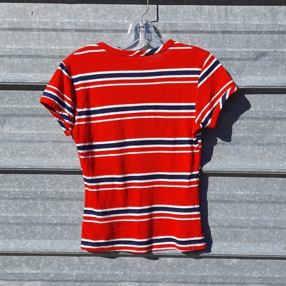 VINTAGE Vneck Striped Stretch Top - Picture 9 of 13